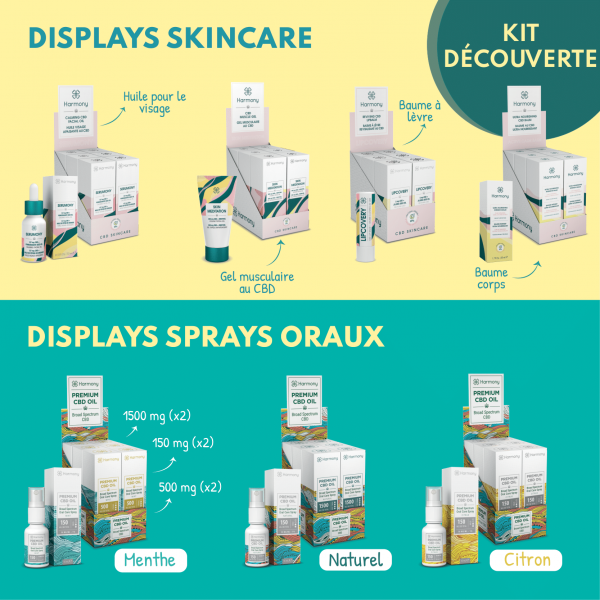 Kit Découverte CBD-4 displays skin care + 3 displays oraux sprays