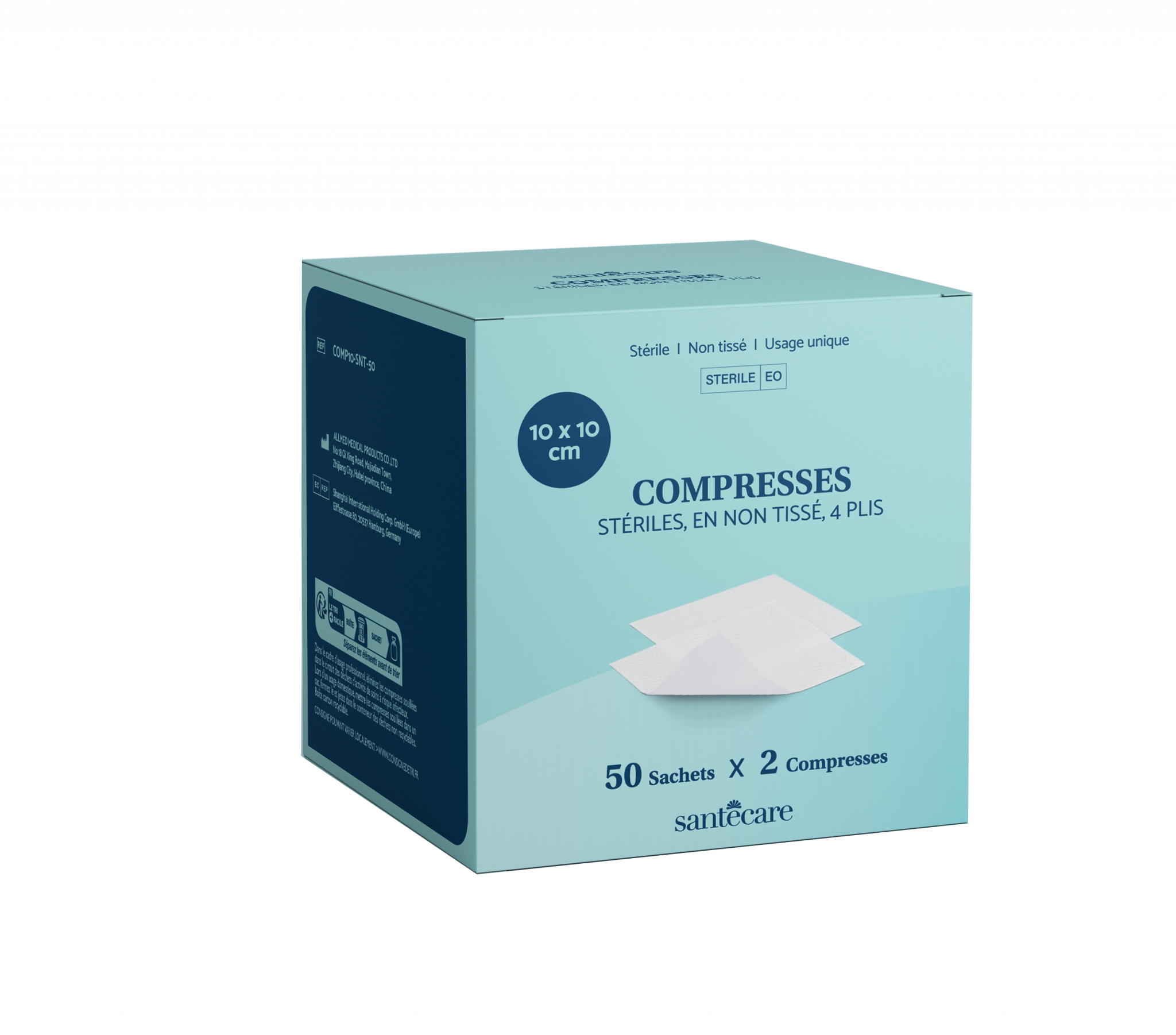 Compresses St riles En Non Tiss 10x10cm 50 2SANTECARE LPPR IDC compresses-st-riles-en-non-tiss-10x10cm-50-2santecare-lppr-idc