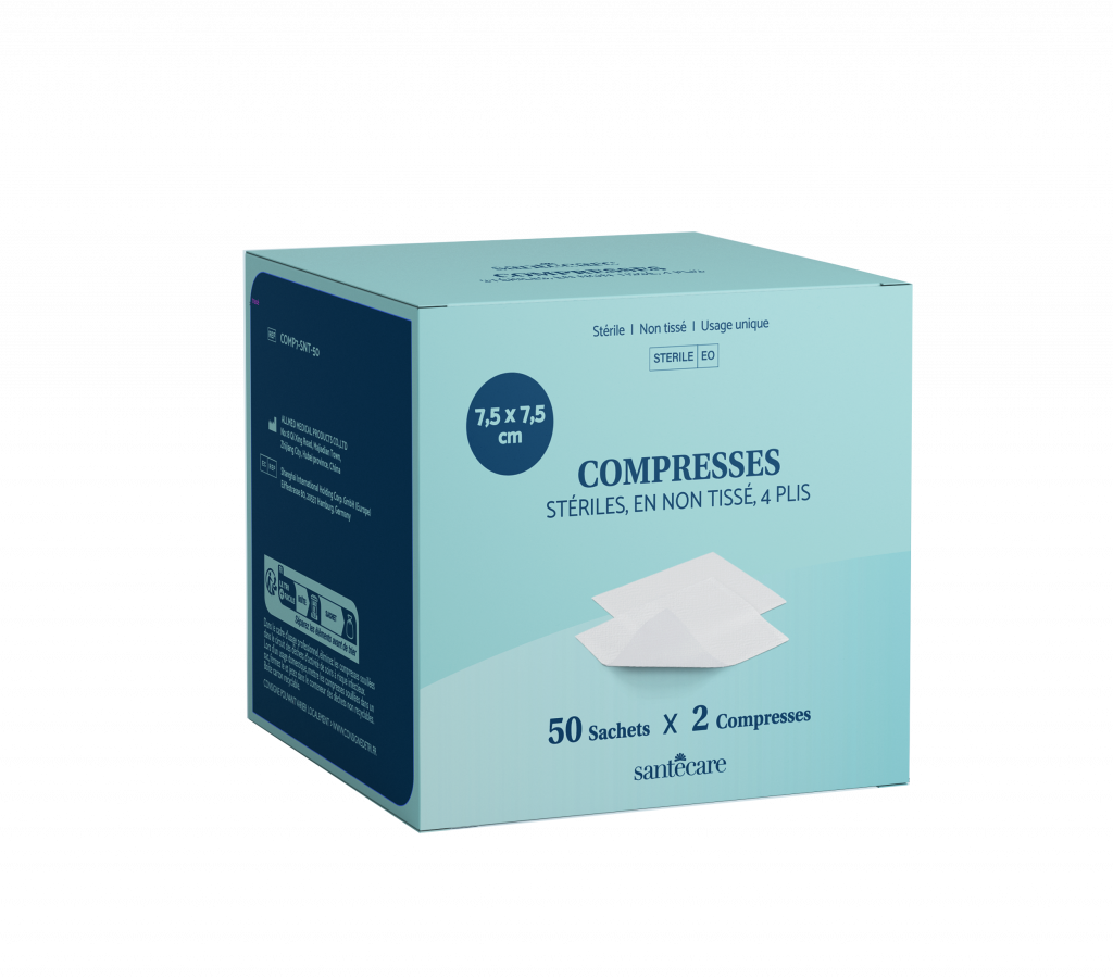Compresses Stériles en non tissé 7,5x7,5cm – 50×2SANTECARE - LPPR - IDC- Pharma