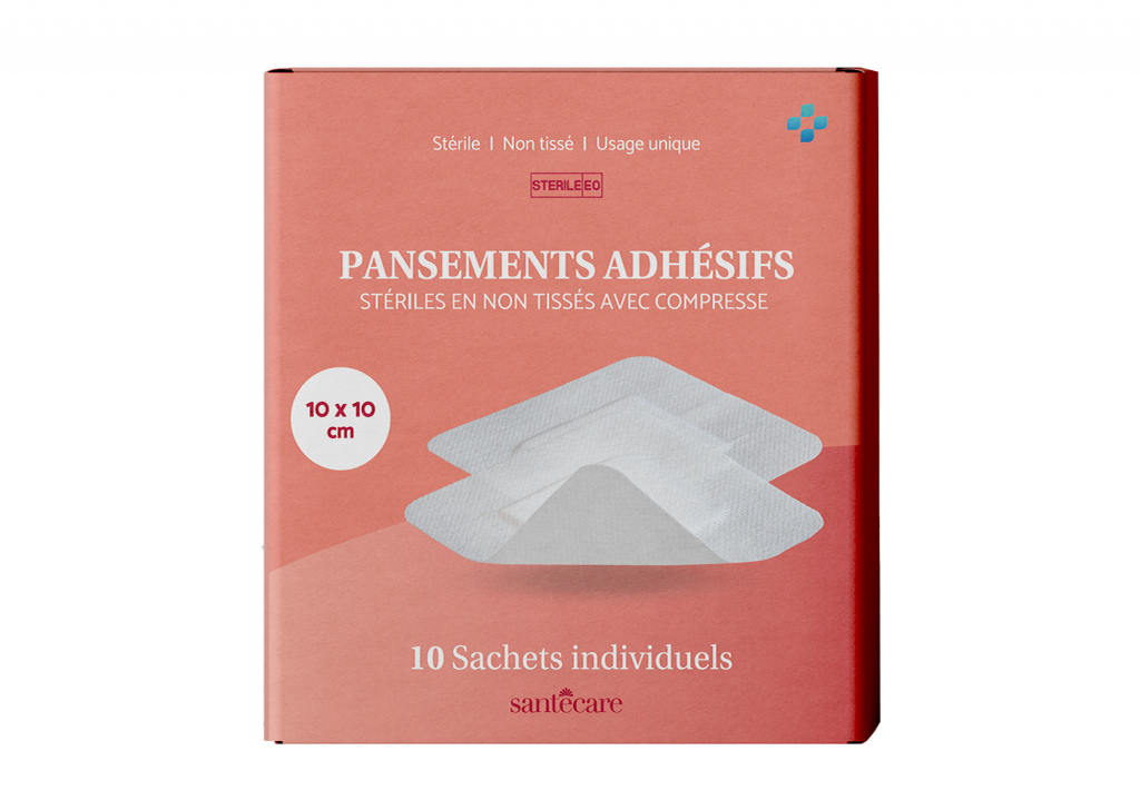 Pansements adhésifs non-tissé stériles avec compresse - 10 cm x 10 cm ...